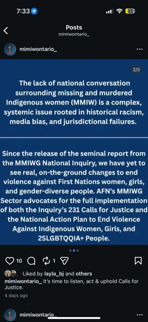 Campaign post about the 231 Calls for Justice